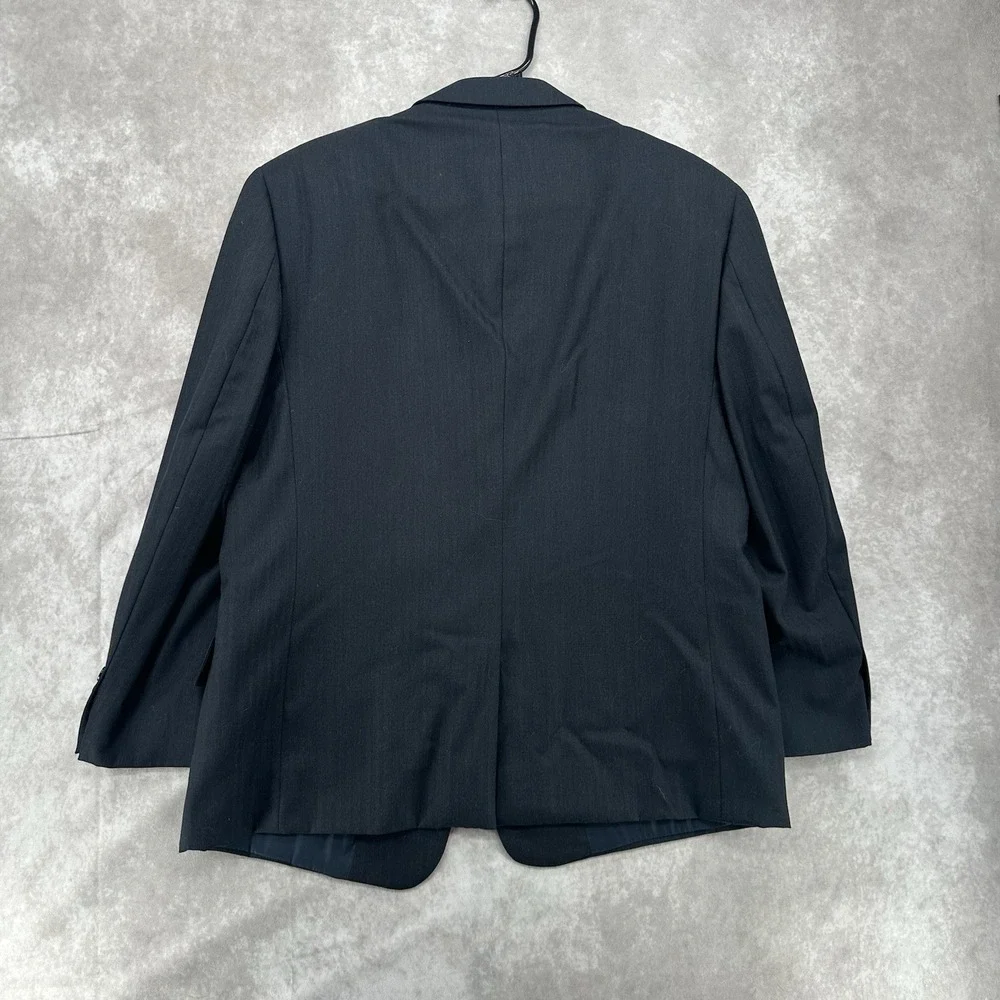 Jos A. Bank 42R 100% Wool Suit Black 2 Pc Pleated Pants 36R Men's Classic Fit